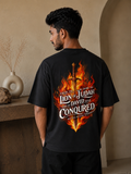 BLACK CONQURER PREMIUM OVERSIZED 240 GSM UNISEX T SHIRT - FOR MEN & WOMEN