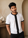 WHITE & BLACK BACK STRIPE REGULAR SIZE TEE 180 GSM